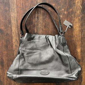 Coach Metallic Gray Leather Shoulder Bag
